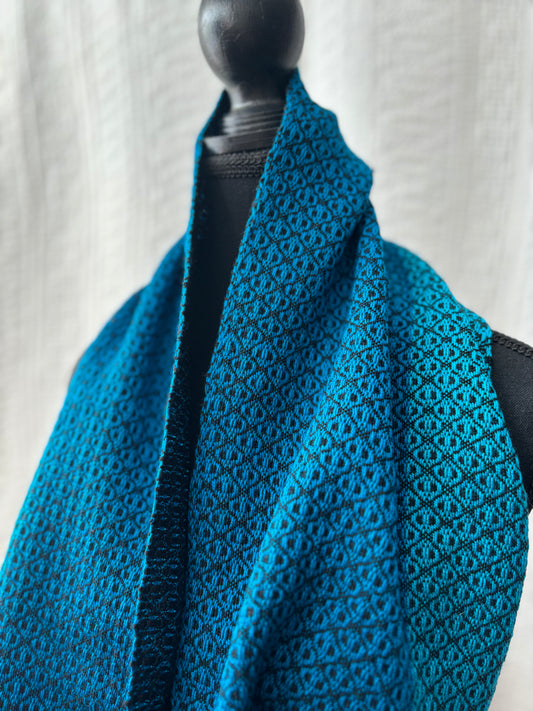 Blue Handwoven Cowl (double wrap)