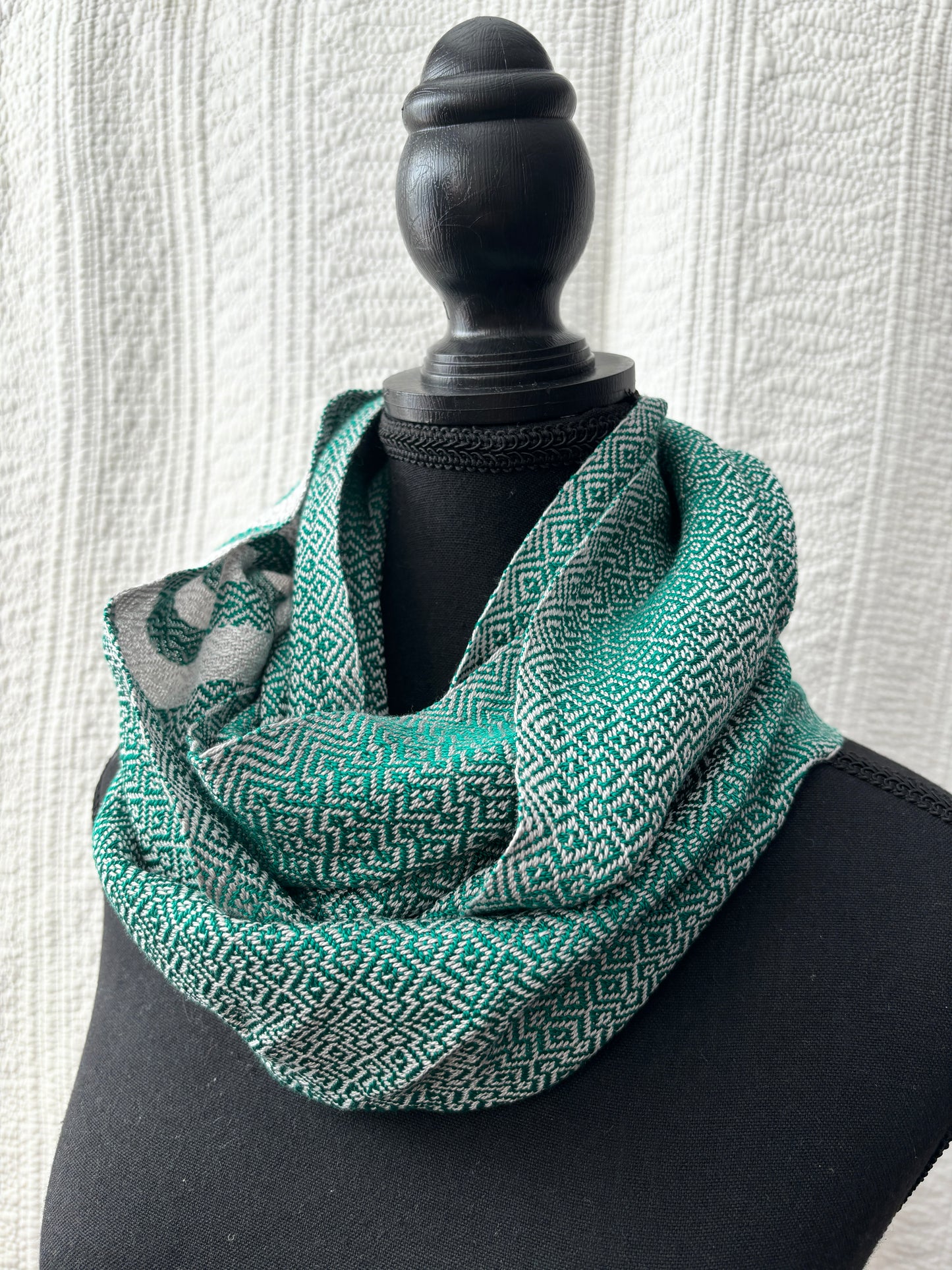 Cream and Green Cowl (double wrap)