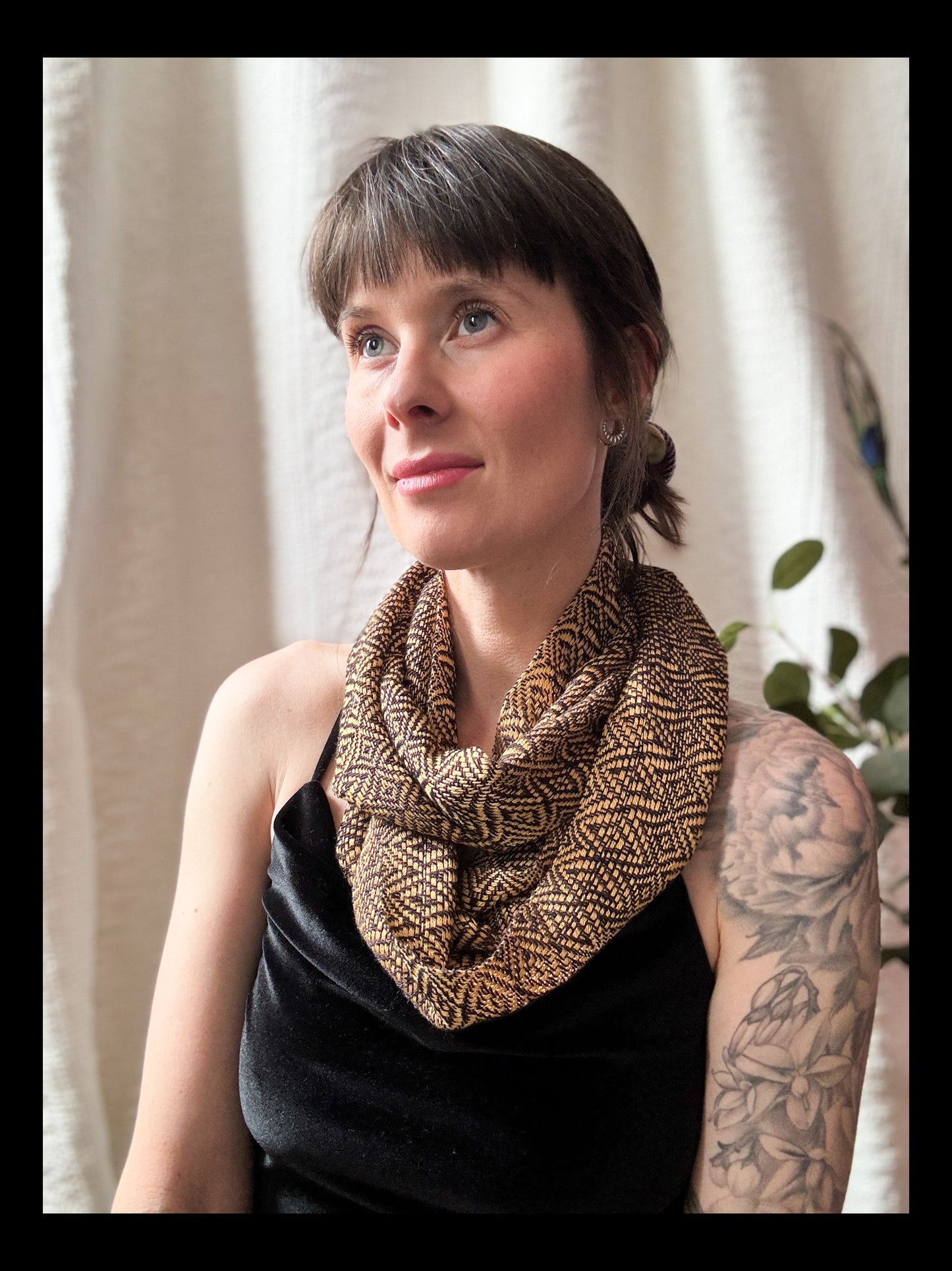 Gold/Black Handwoven Cowl (double wrap)