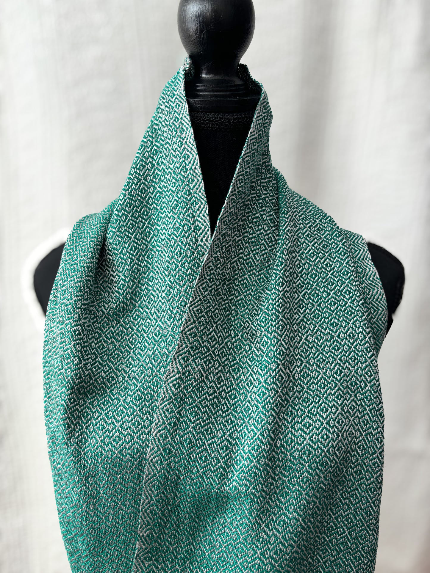 Cream and Green Cowl (double wrap)