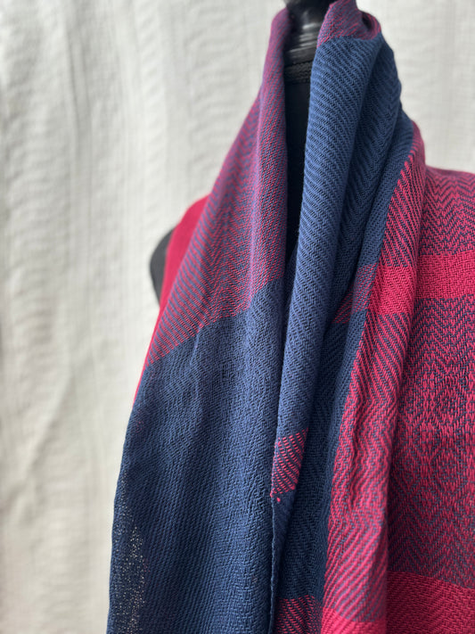 Blue/Red Cotton Shawl