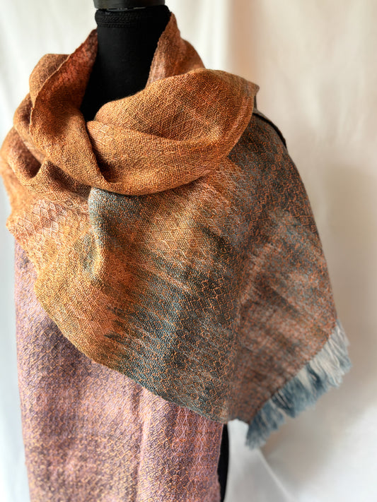 Hand dyed wool blanket scarf