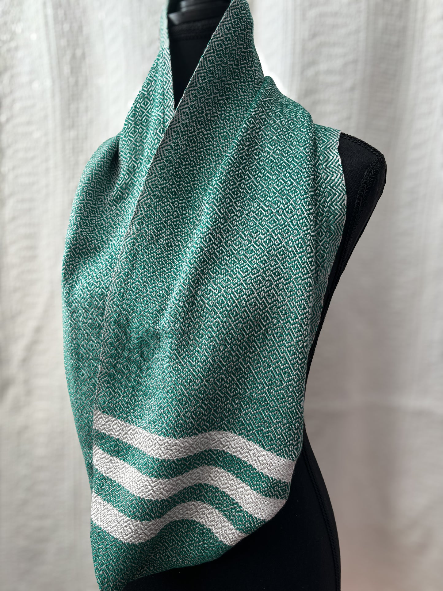 Cream and Green Cowl (double wrap)