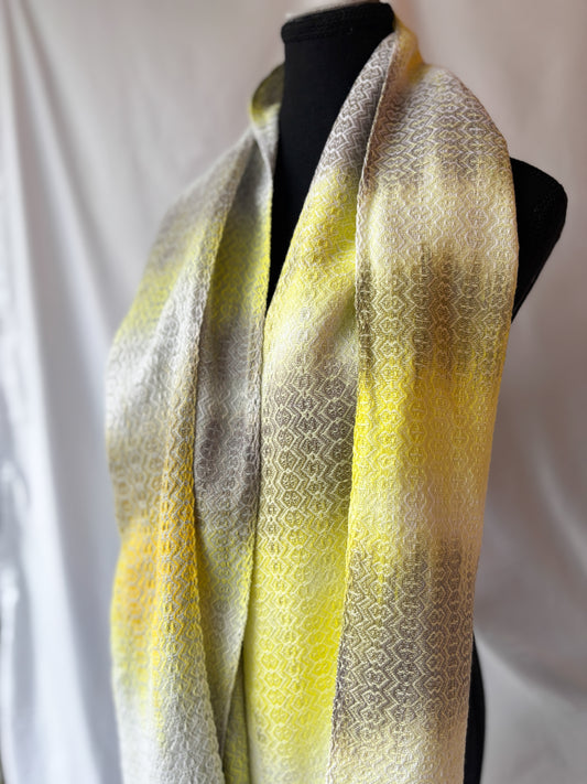 Yellow/grey hand-dyed blanket scarf - cotton