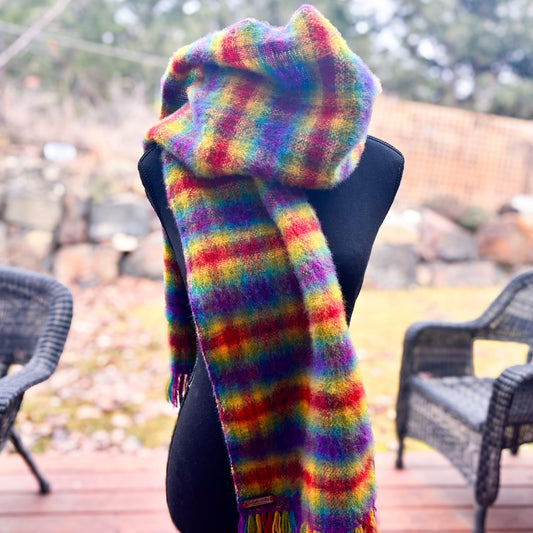 Plaid Shetland Wool Scarf